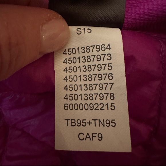 The North Face Women's ThermoBall Hybrid hooded jacket in a purple/magenta color - Picture 9 of 10